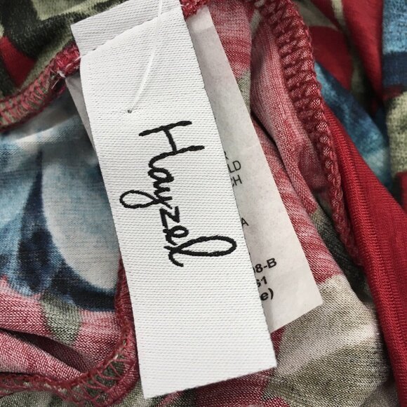 Floral Tunic Top Women Size Large Summer Red Tropical Bell Sleeve Flowy - Picture 9 of 11